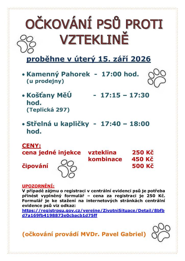 Očkování psů 2026